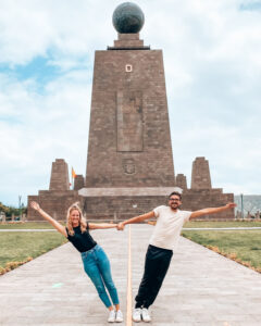 A couple at the equator in Quito, Ecuador