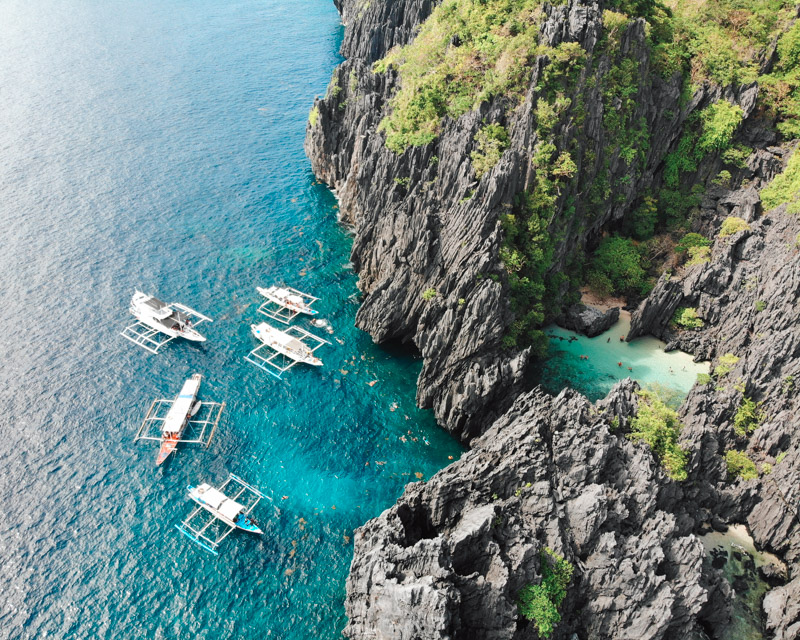 Drone shot of El Nido, one of the most famous destinations in the Philippines