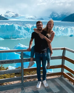 Couple in front of Perito Moreno Glacier